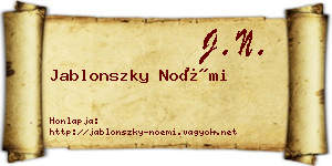 Jablonszky Noémi névjegykártya